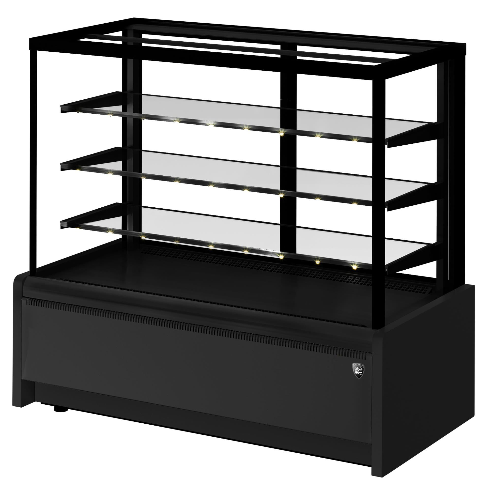 картинка ВИТРИНА КОНДИТЕРСКАЯ KAYMAN K-ВК-1300 КВАДРО ЧЕРНЫЙ от магазина Restoranshop.ru
